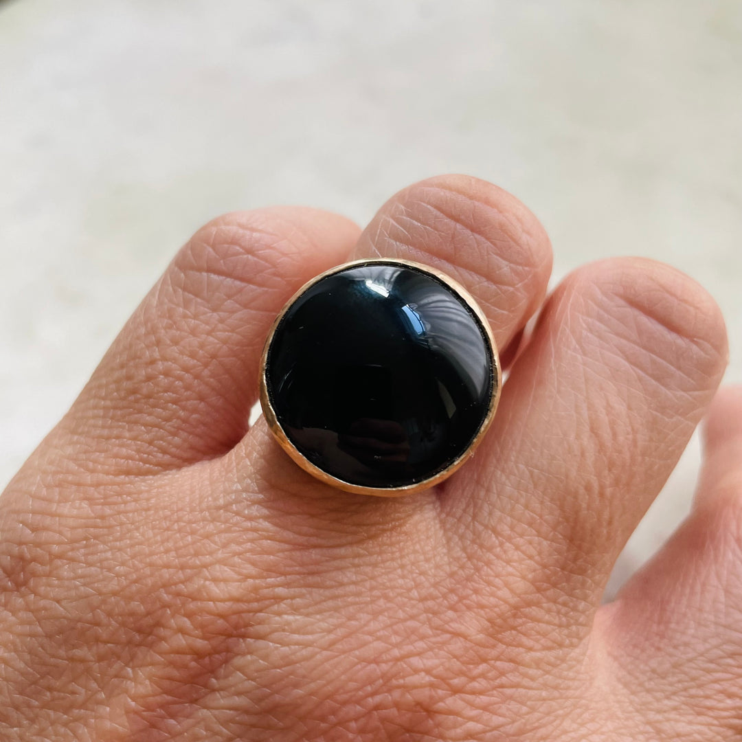 MIMOSA Handcrafted Bronze Mother Tree Ring With Onyx