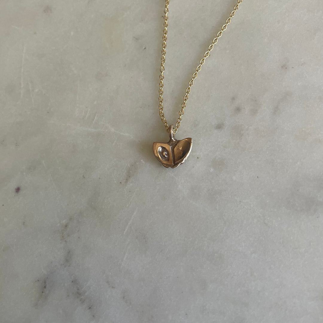 MIMOSA Handcrafted Small Camellia Flower Necklace in 14K Gold