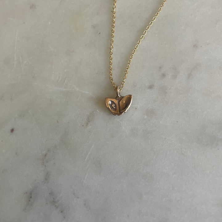 MIMOSA Handcrafted Small Camellia Flower Necklace in 14K Gold