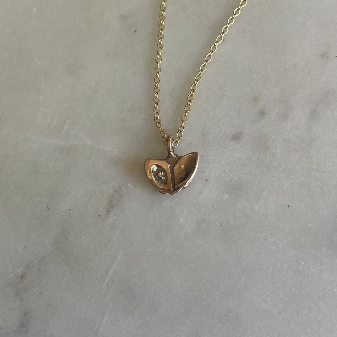MIMOSA Handcrafted Small Camellia Flower Necklace in 14K Gold