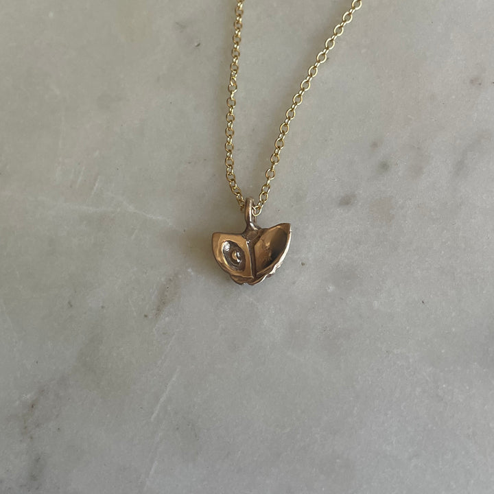 MIMOSA Handcrafted Small Camellia Flower Necklace in 14K Gold