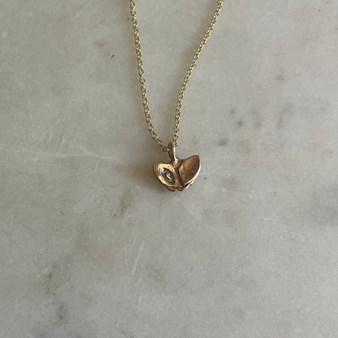 MIMOSA Handcrafted Small Camellia Flower Necklace in 14K Gold