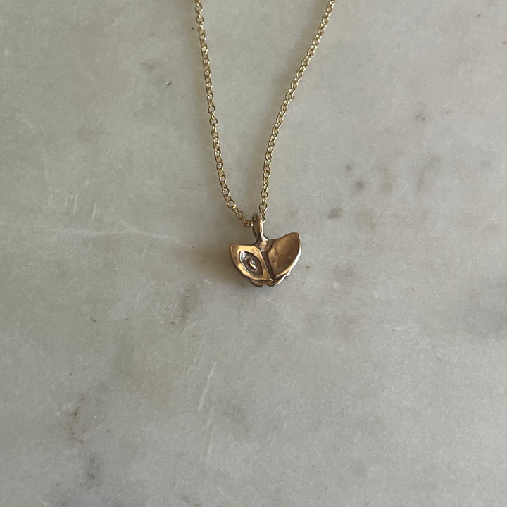 MIMOSA Handcrafted Small Camellia Flower Necklace in 14K Gold