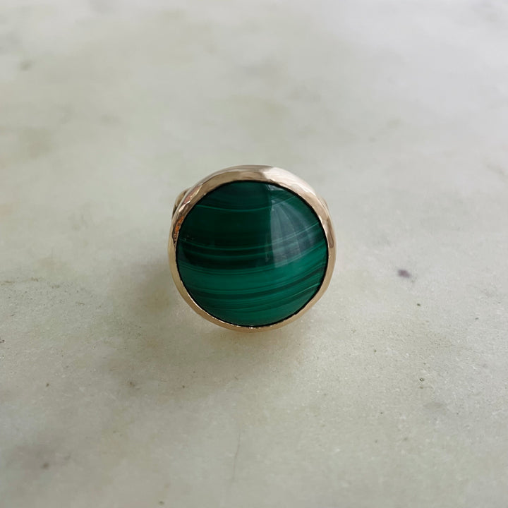 MIMOSA Handcrafted Bronze Mother Tree Ring With Malachite