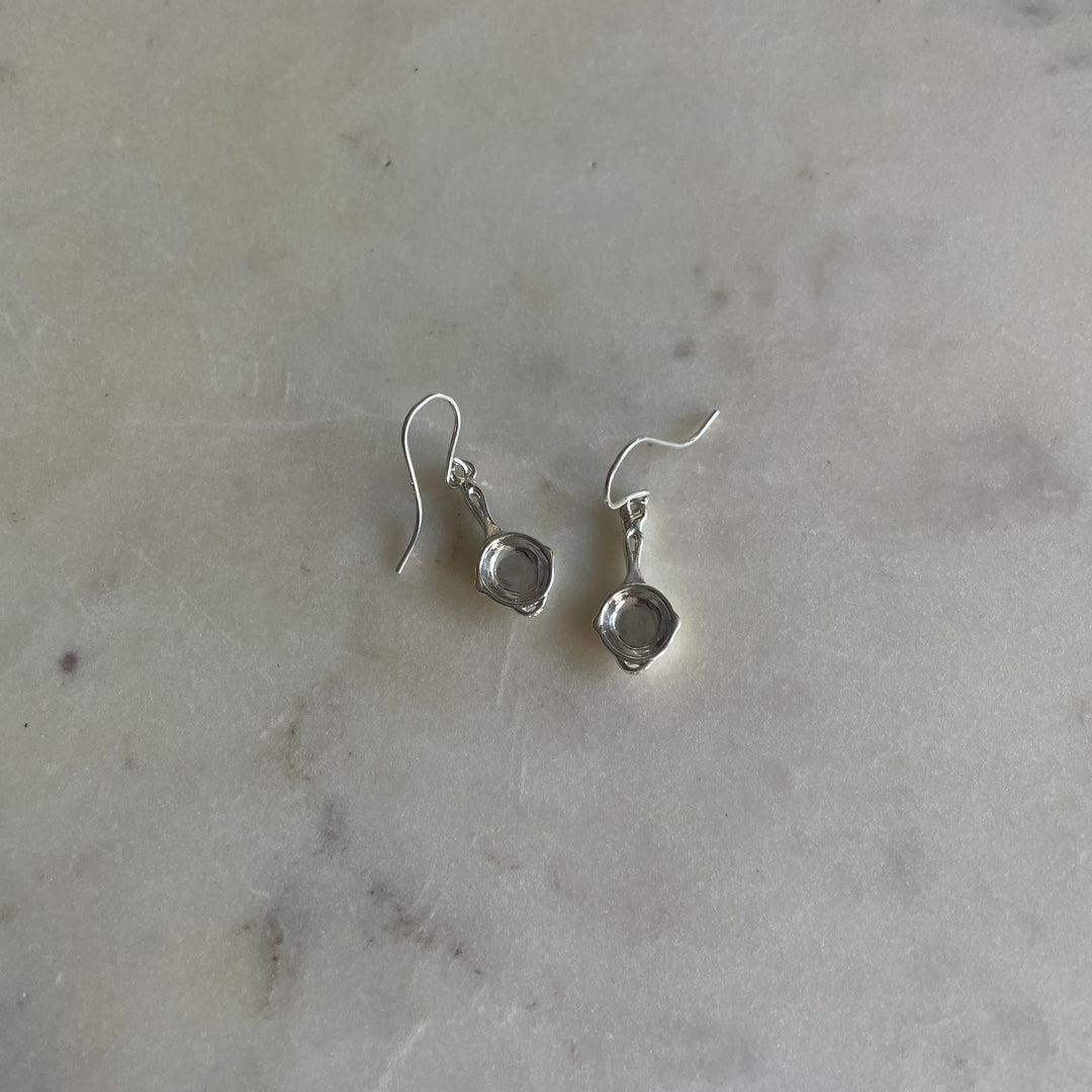 Cast Iron Skillet Earrings in Sterling Silver | MIMOSA Handcrafted 