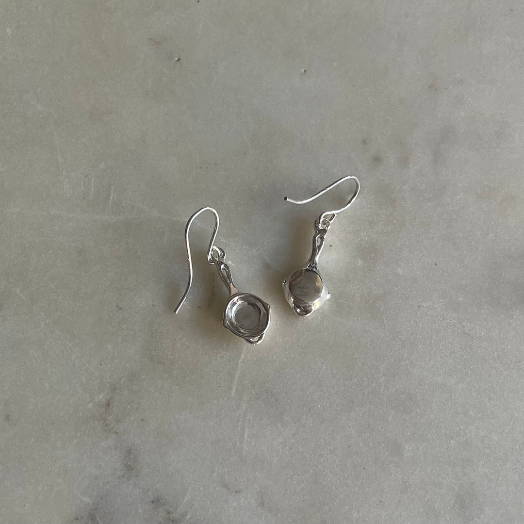 Cast Iron Skillet Earrings in Sterling Silver | MIMOSA Handcrafted 