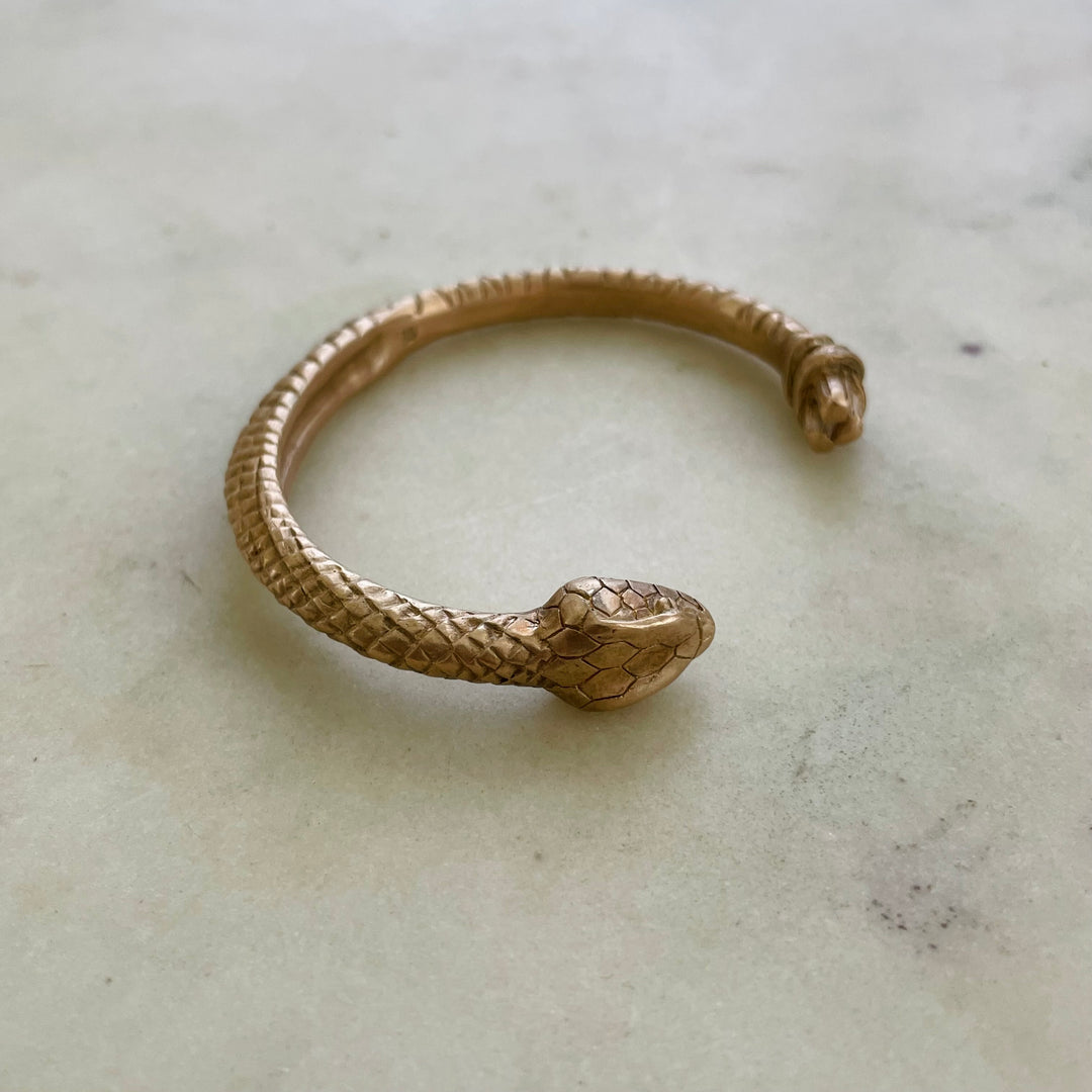 Vintage sterling silver snake cuff Bracelet artisan handmade