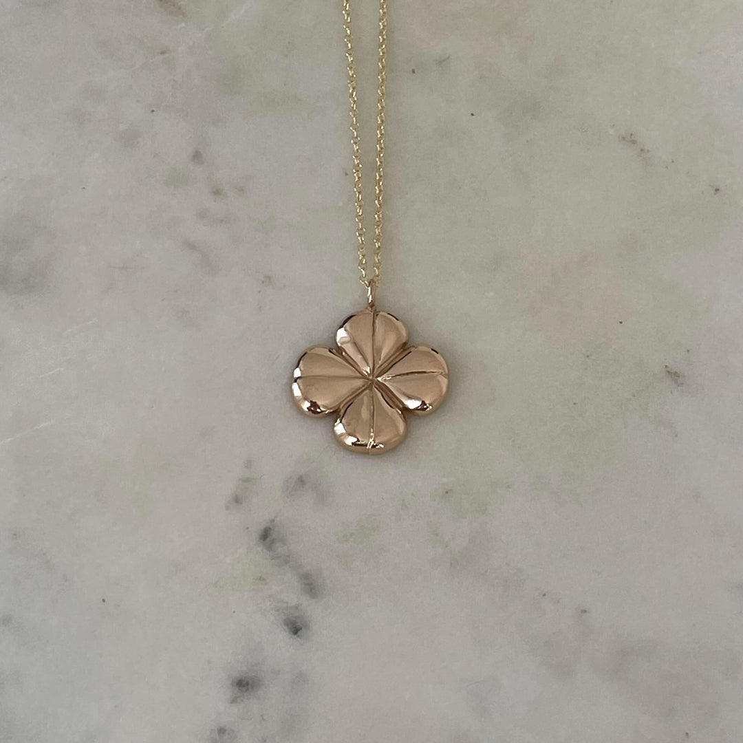 Large Four Leaf Clover Necklace in Bronze | MIMOSA Handcrafted