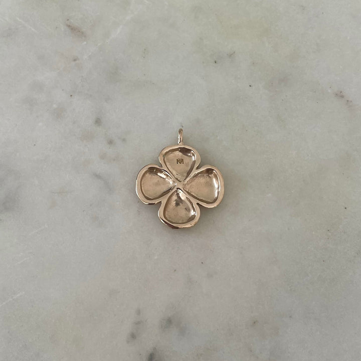 Back of Large Four Leaf Clover Pendant in Bronze | MIMOSA Handcrafted