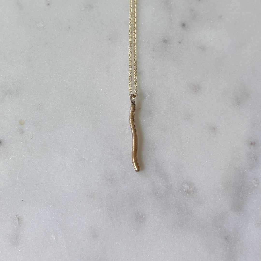 Earthworm Necklace in Bronze 