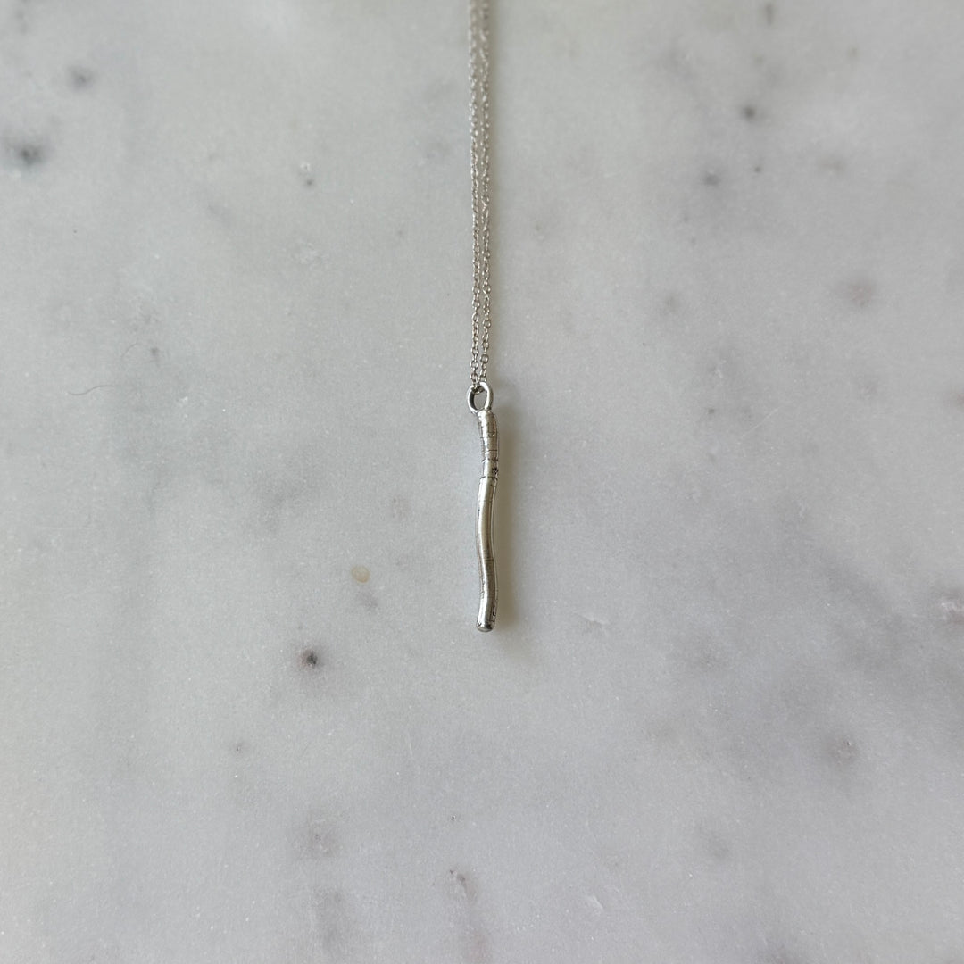 Earthworm Necklace in Sterling Silver