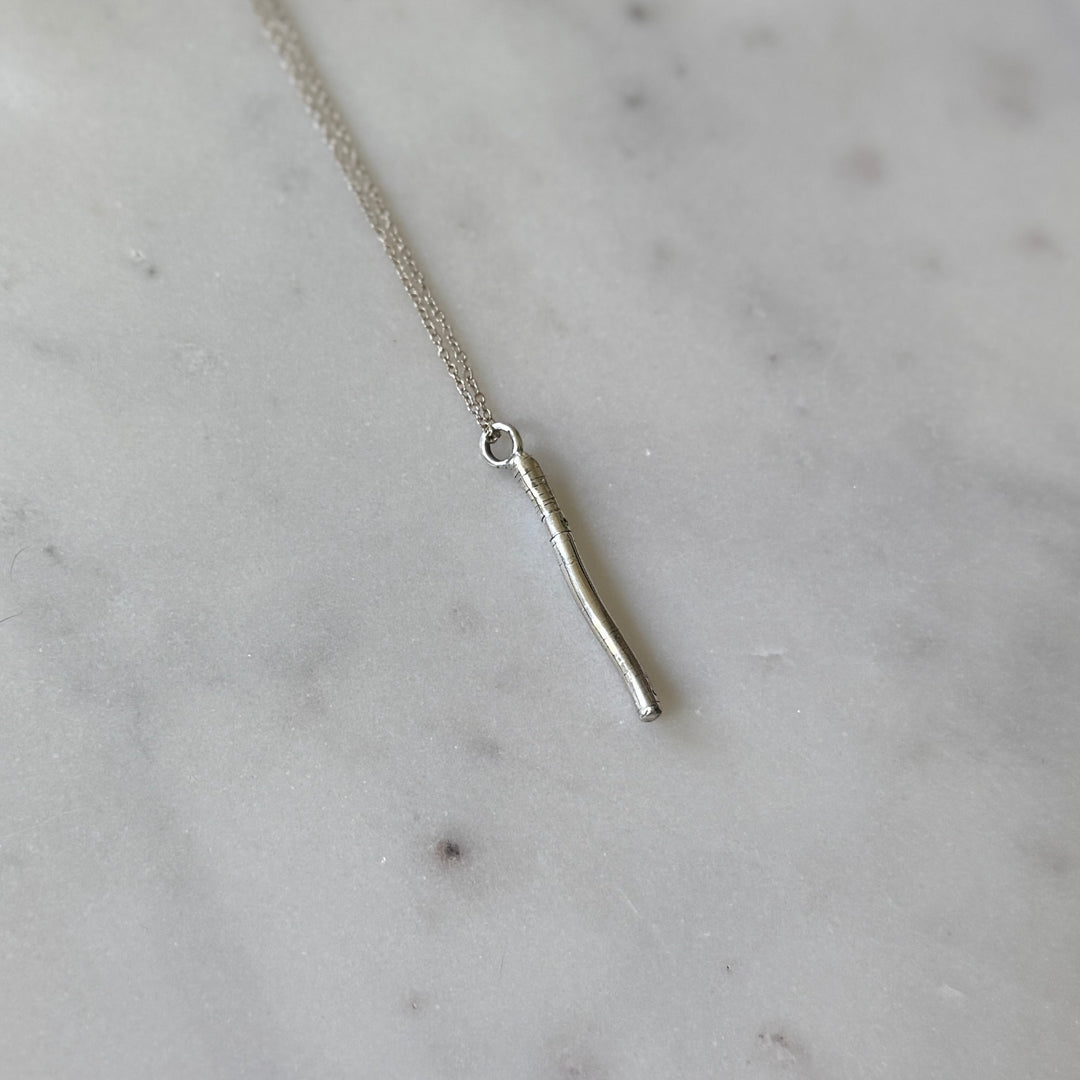 Earthworm Necklace in Sterling Silver