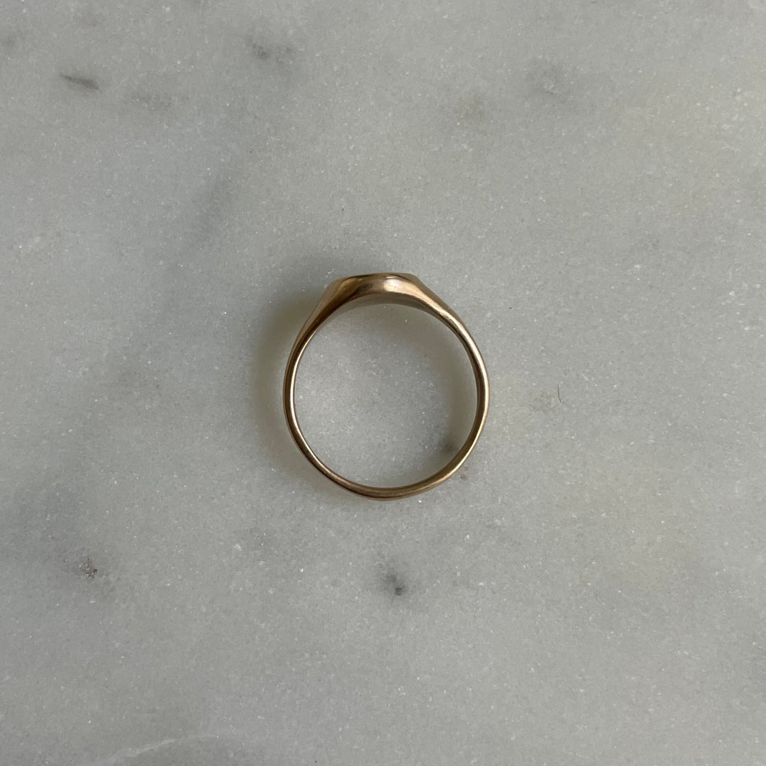 Round engravable signet ring in bronze 
