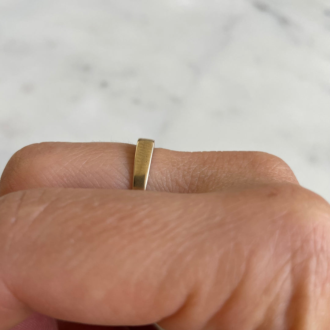 engravable signet bar ring in bronze