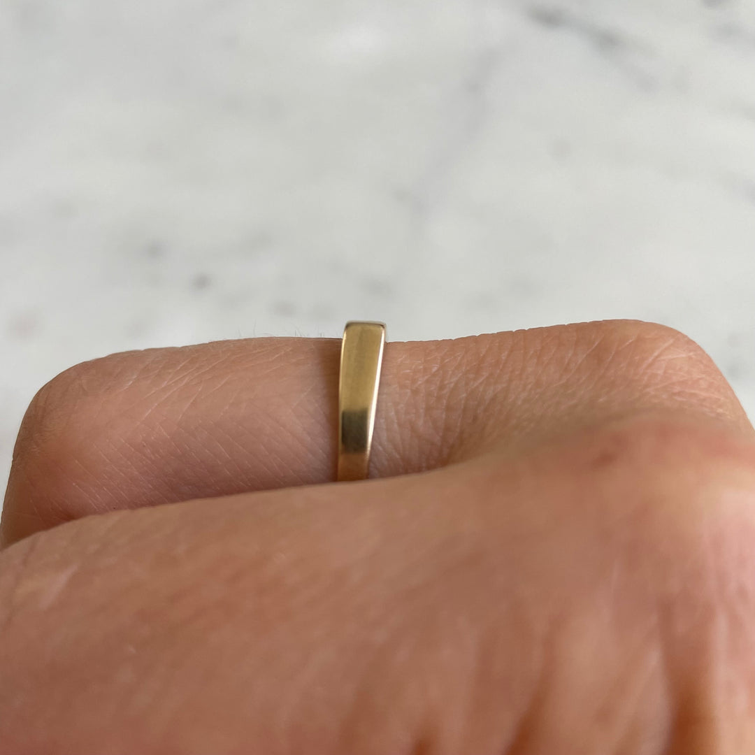 engravable signet bar ring in bronze