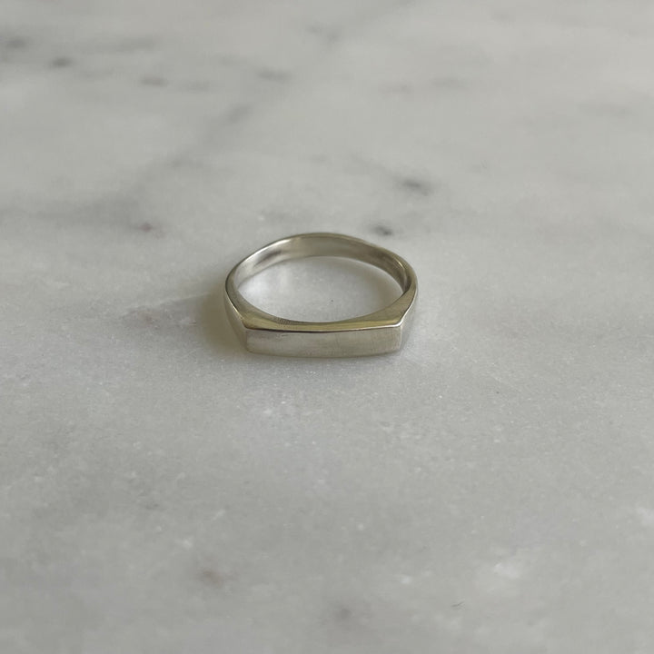 engravable signet bar ring in sterling silver