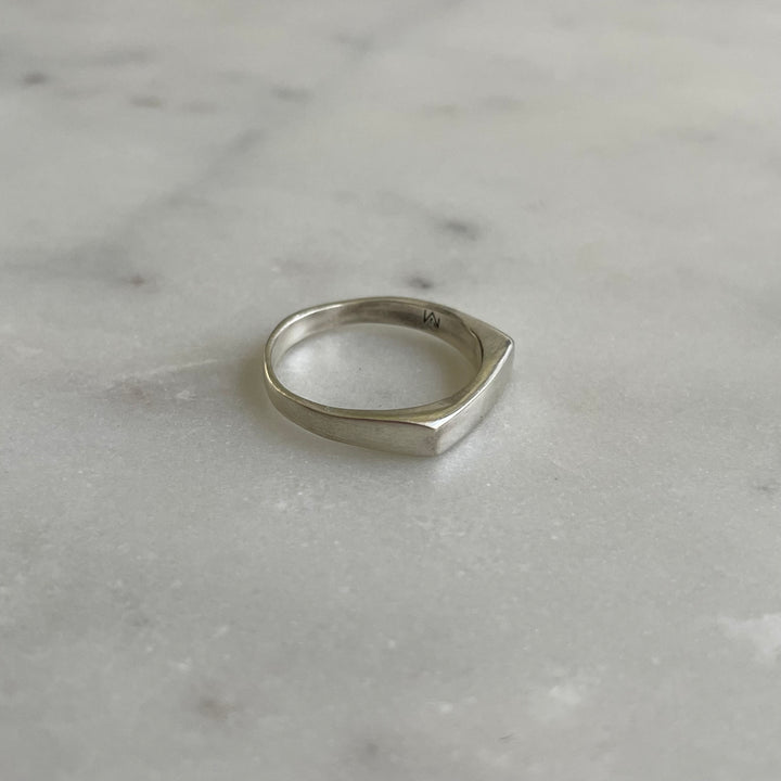 engravable signet bar ring in sterling silver