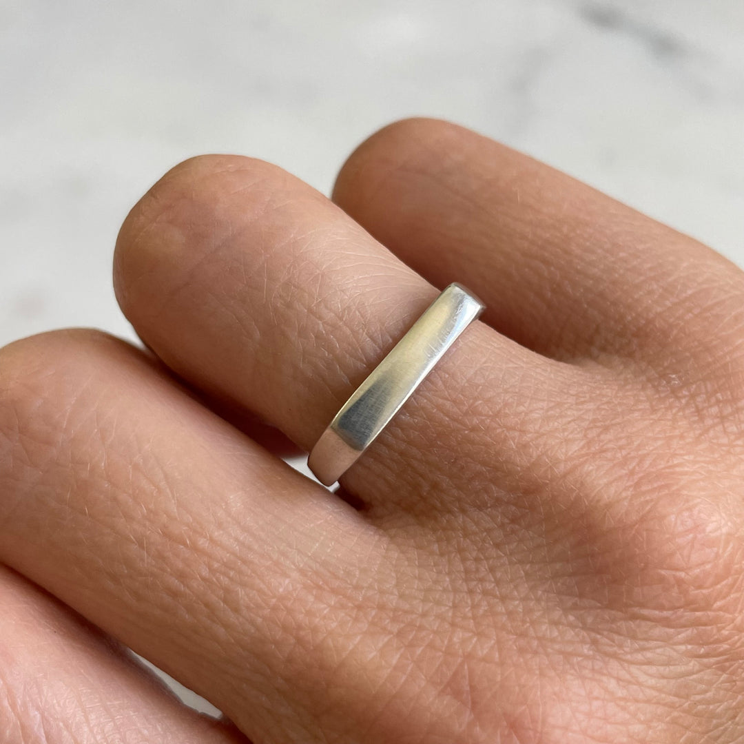 engravable signet bar ring in sterling silver