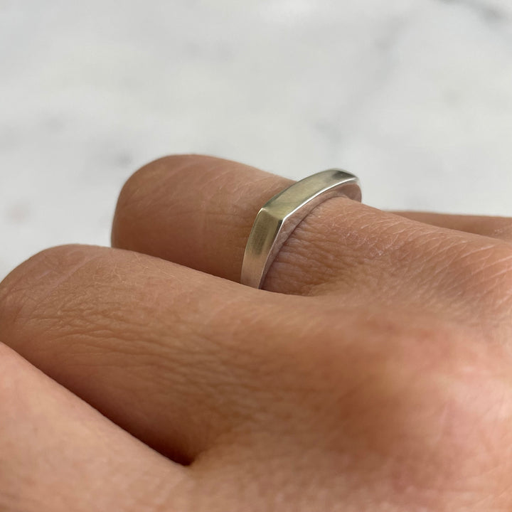 engravable signet bar ring in sterling silver