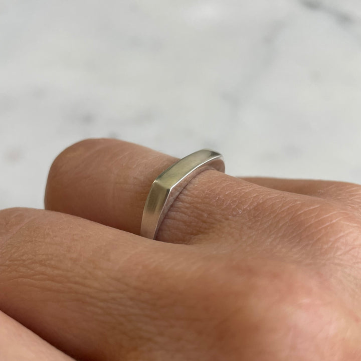 engravable signet bar ring in sterling silver