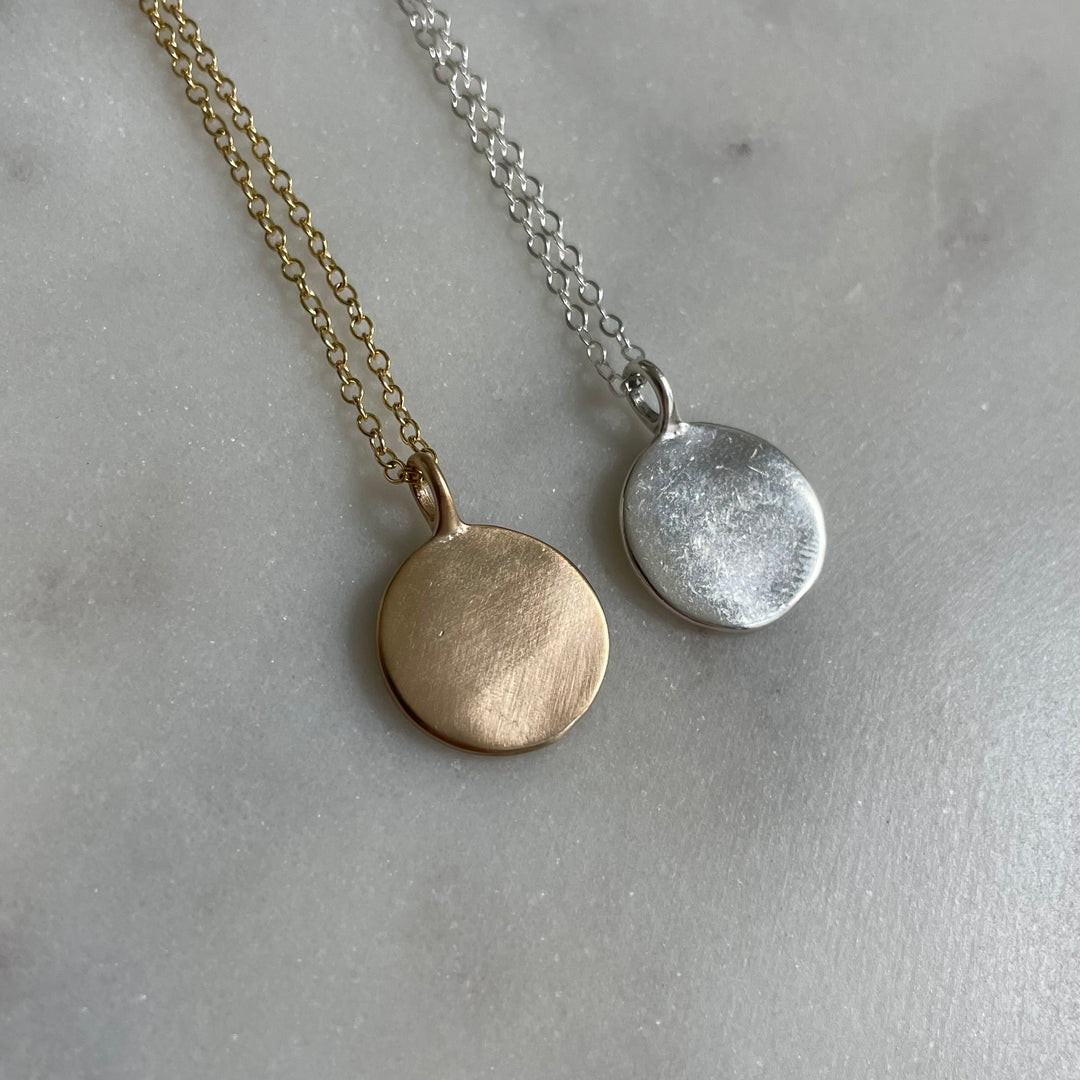 Small engravable pendant in bronze and sterling silver
