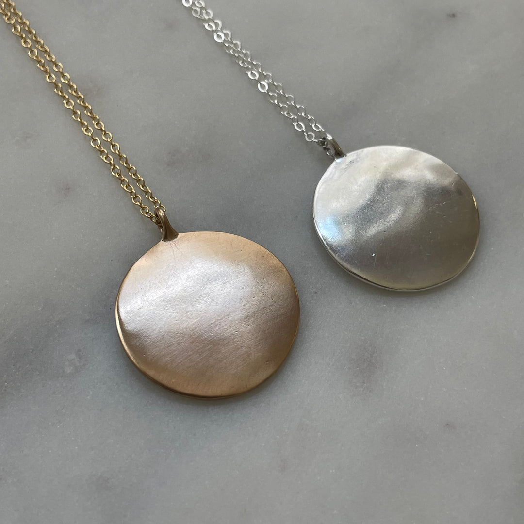 Large engravable pendant in bronze and sterling silver