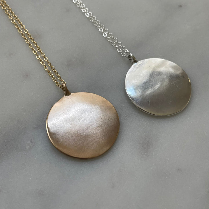 Large engravable pendant in bronze and sterling silver