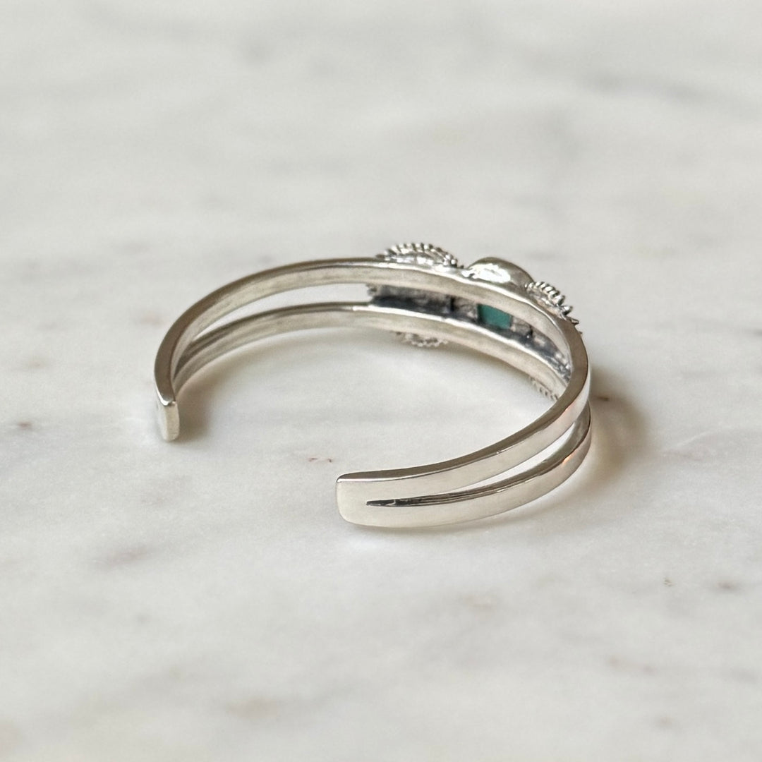 palmetto leaf bracelet with turquoise in sterling silver