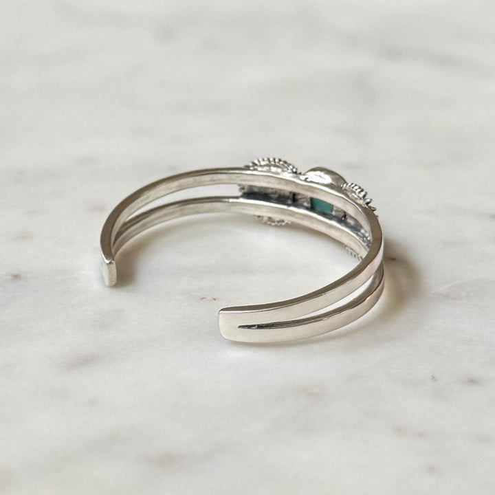 palmetto leaf bracelet with turquoise in sterling silver