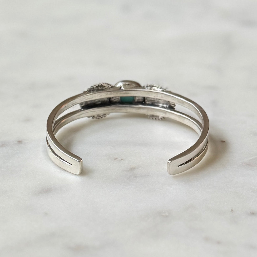 palmetto leaf bracelet with turquoise in sterling silver