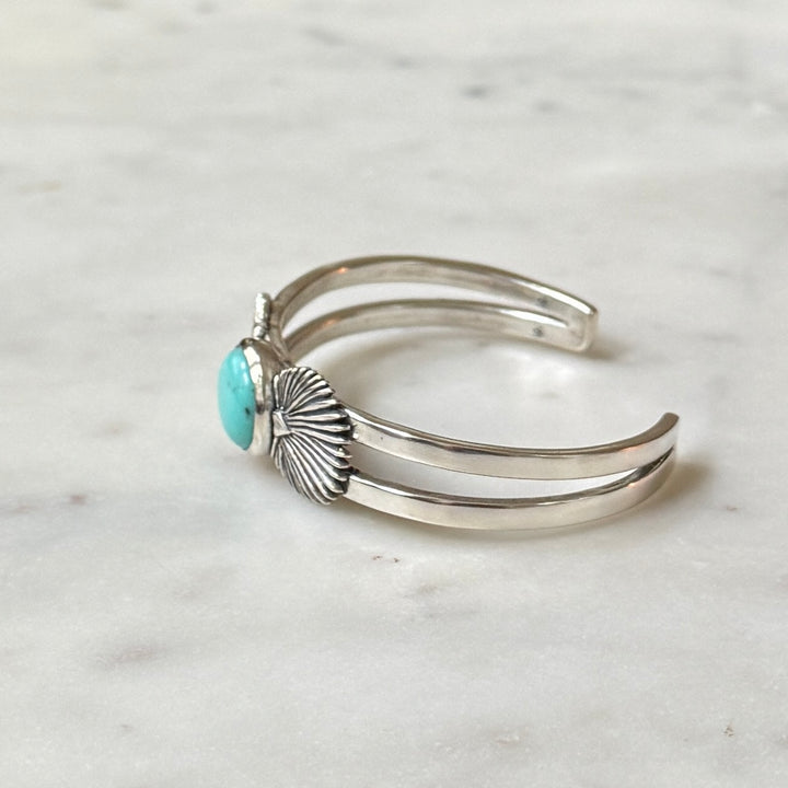 palmetto leaf bracelet with turquoise in sterling silver