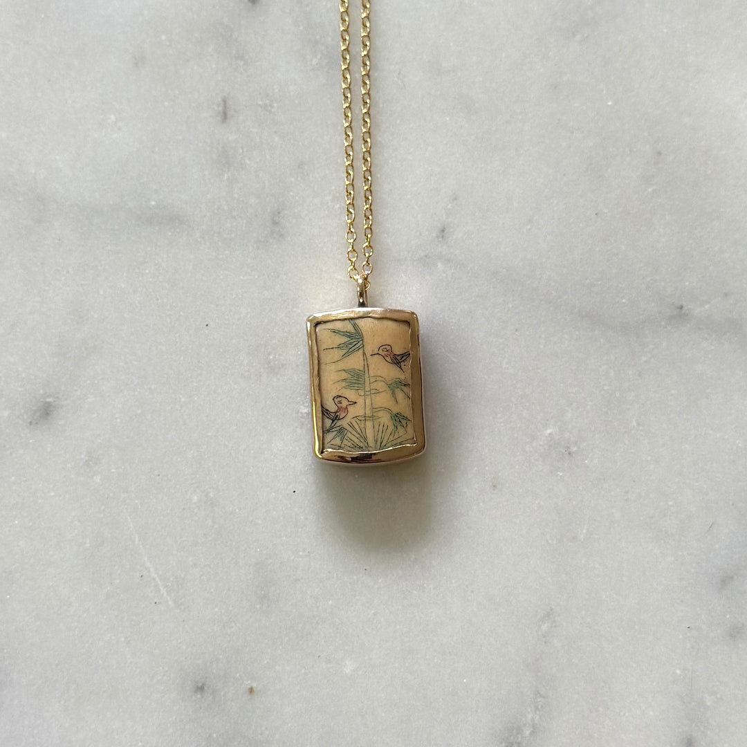 STORY PANEL PENDANT — ONE OF A KIND — TWO BIRDS | MIMOSA Handcrafted 