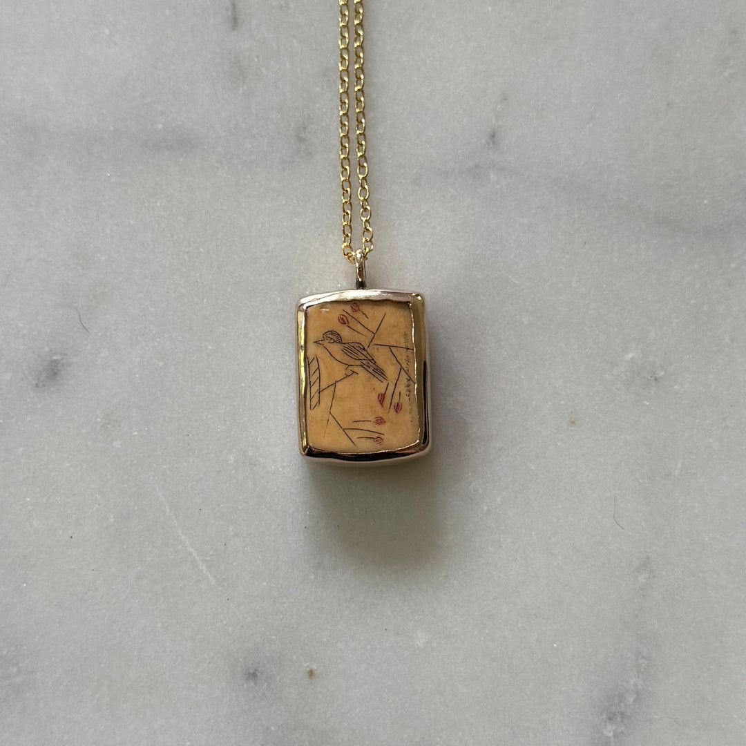 STORY PANEL PENDANT — ONE OF A KIND — ONE BIRD | MIMOSA Handcrafted