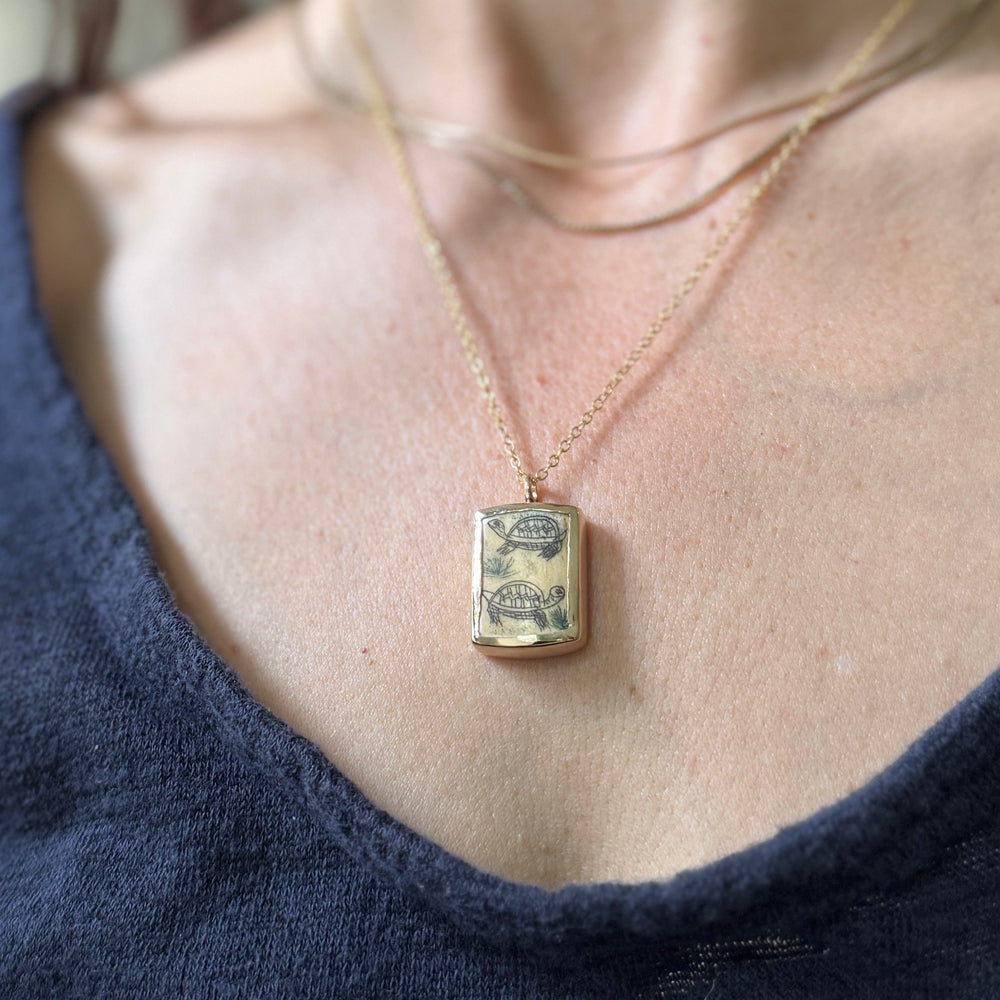 STORY PANEL PENDANT — ONE OF A KIND — TURTLE | MIMOSA Handcrafted