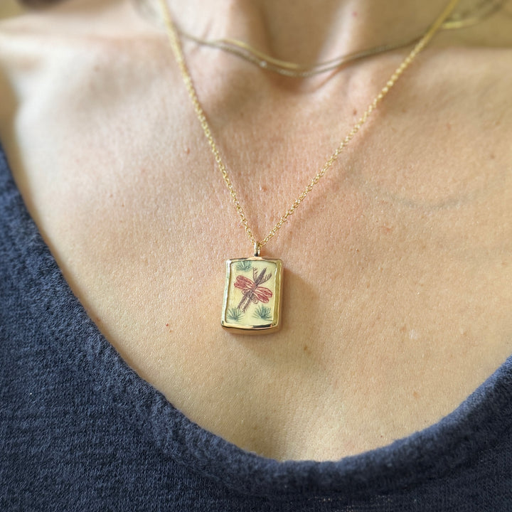 STORY PANEL PENDANT — ONE OF A KIND  — DRAGONFLY | MIMOSA Handcrafted