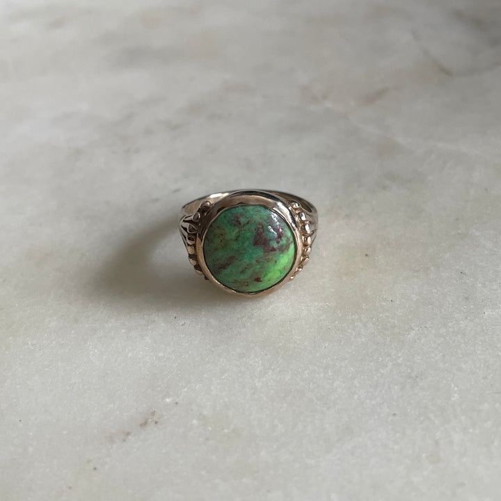 MIMOSA FLOWER RING — GREEN TURQUOISE