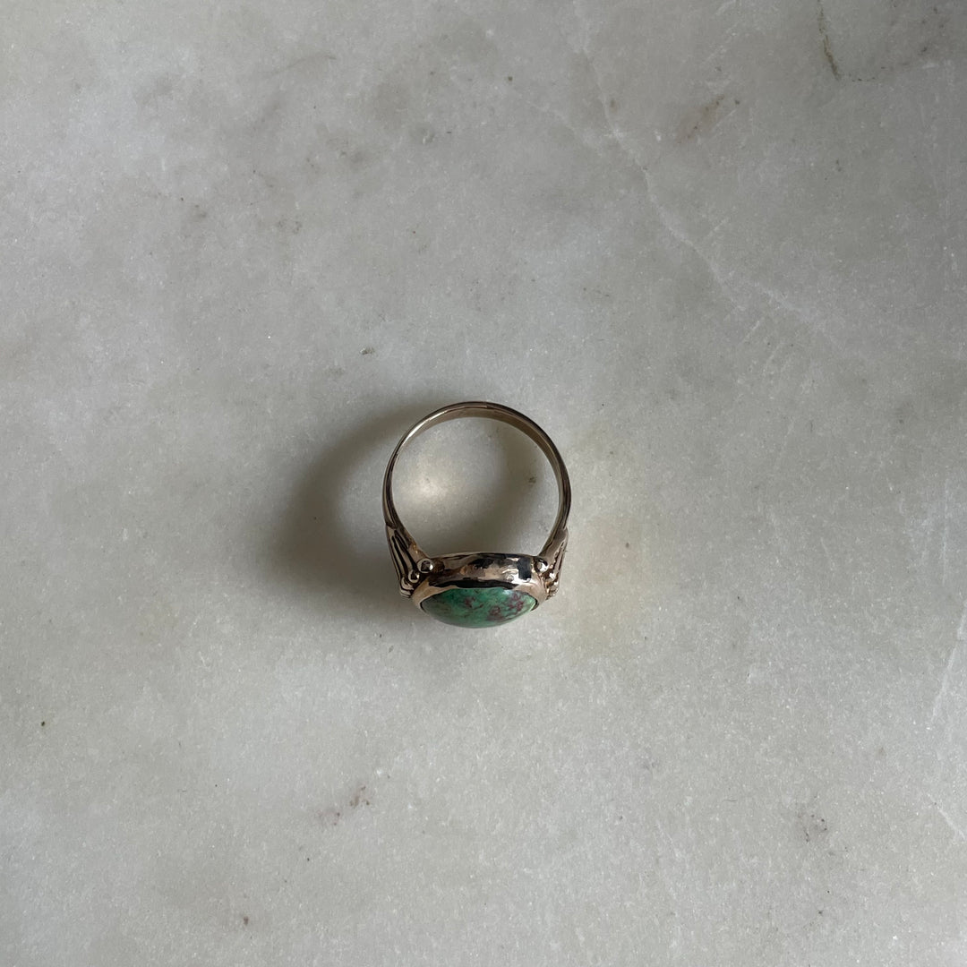 MIMOSA FLOWER RING — GREEN TURQUOISE