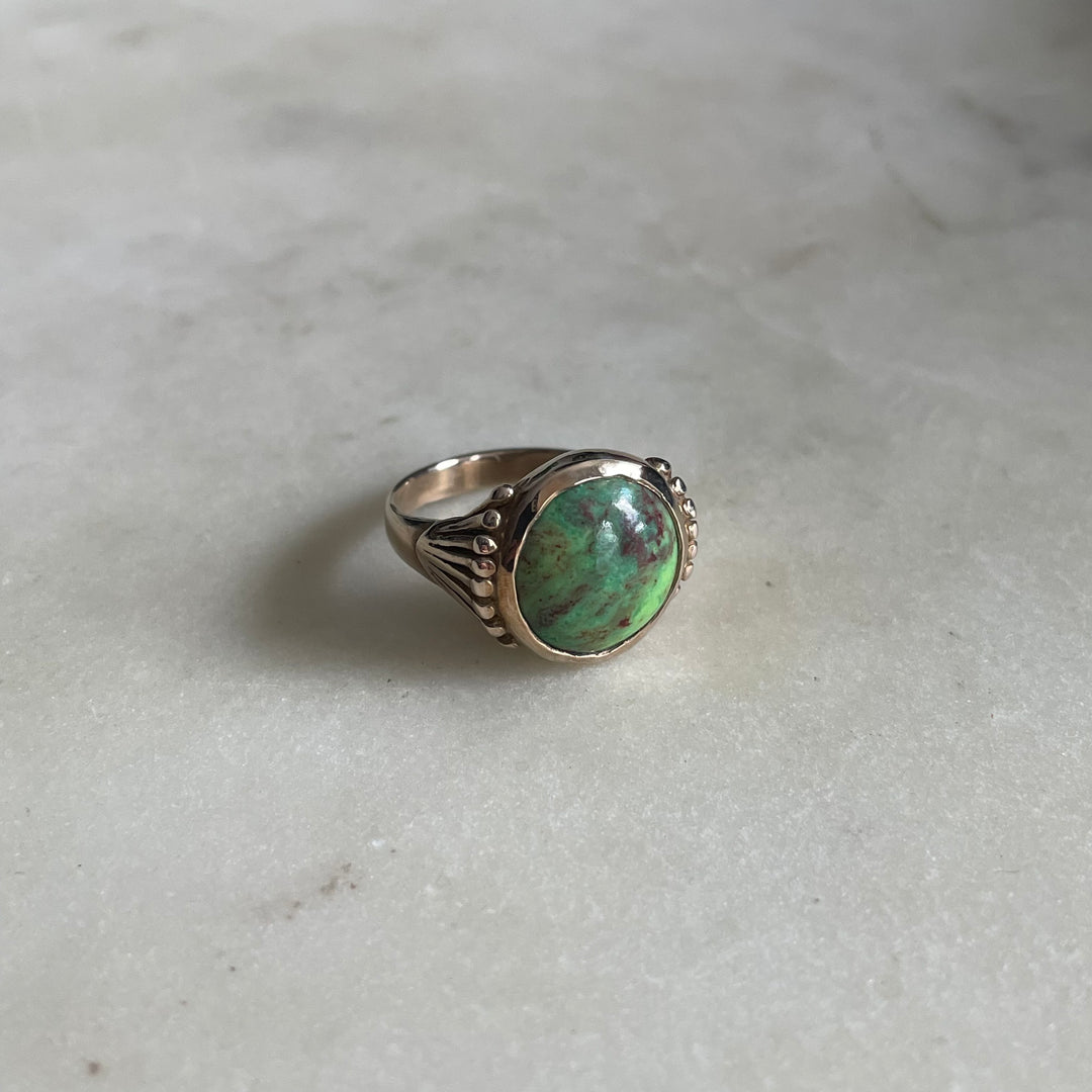 MIMOSA FLOWER RING — GREEN TURQUOISE