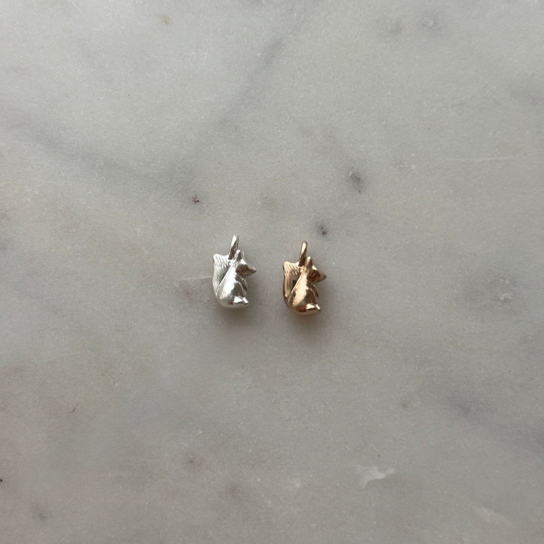 Fox pendant in bronze and sterling silver 