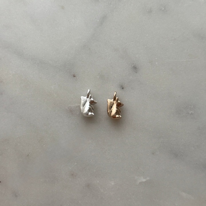 Fox pendant in bronze and sterling silver 