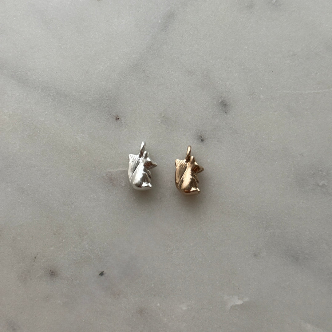 Fox pendant in bronze and sterling silver 