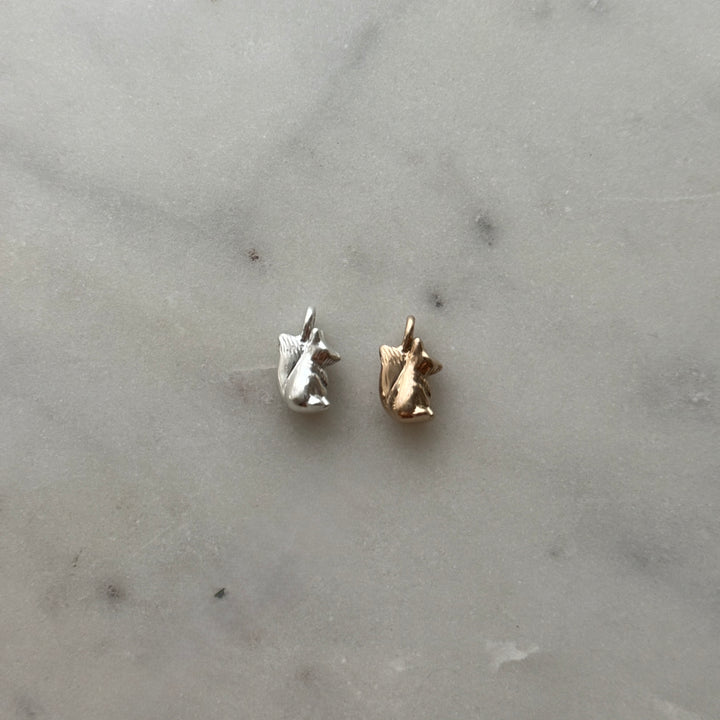 Fox pendant in bronze and sterling silver 