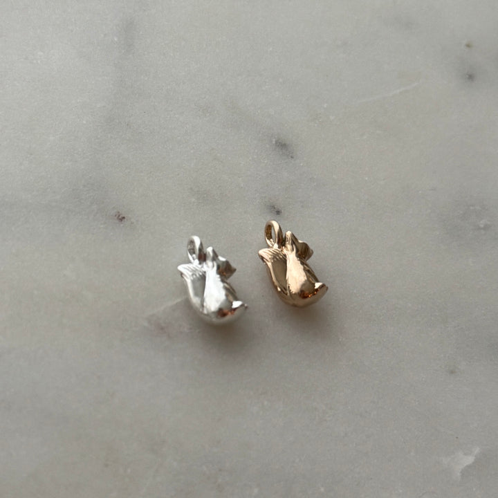 Fox pendant in bronze and sterling silver 