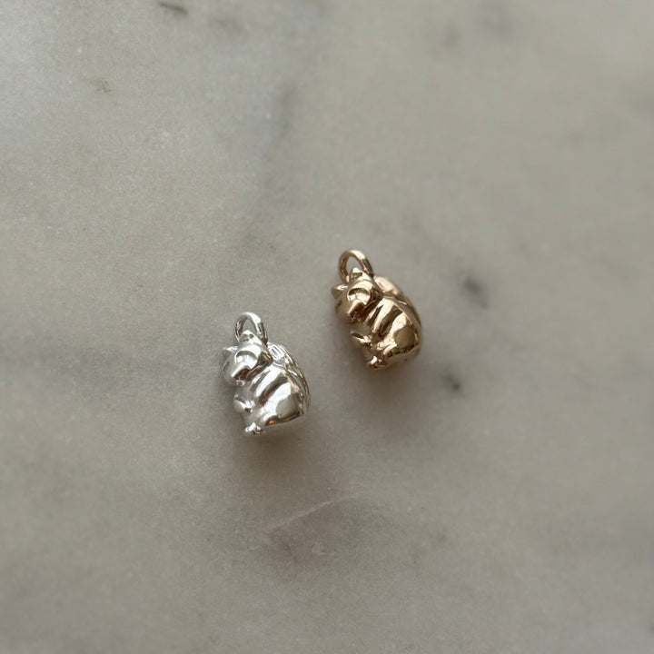 Raccoon pendant in bronze and sterling silver 