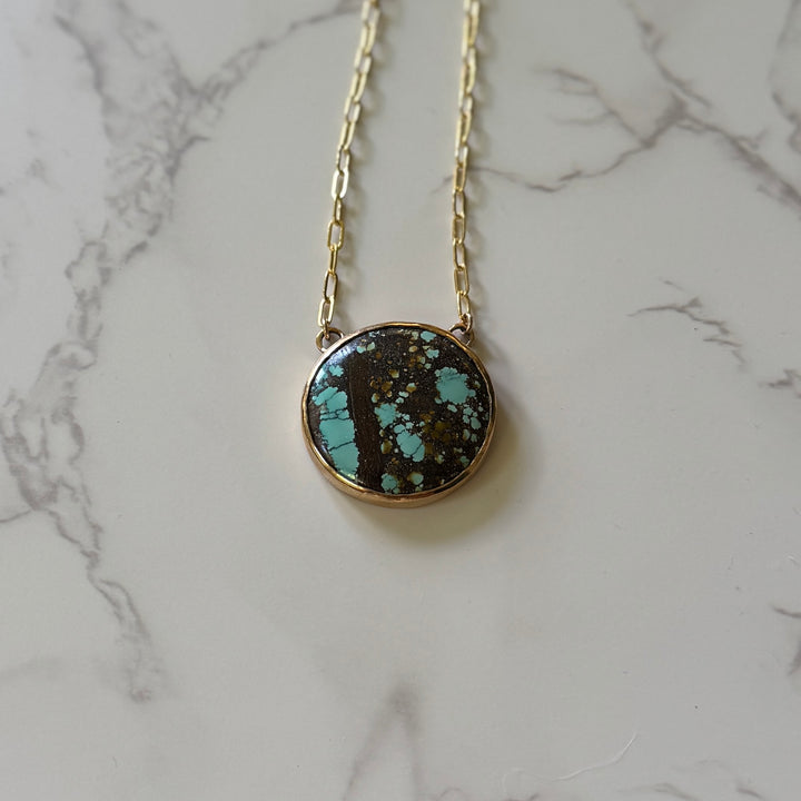 Unique Blue Moon Turquoise Necklace | MIMOSA Handcrafted 