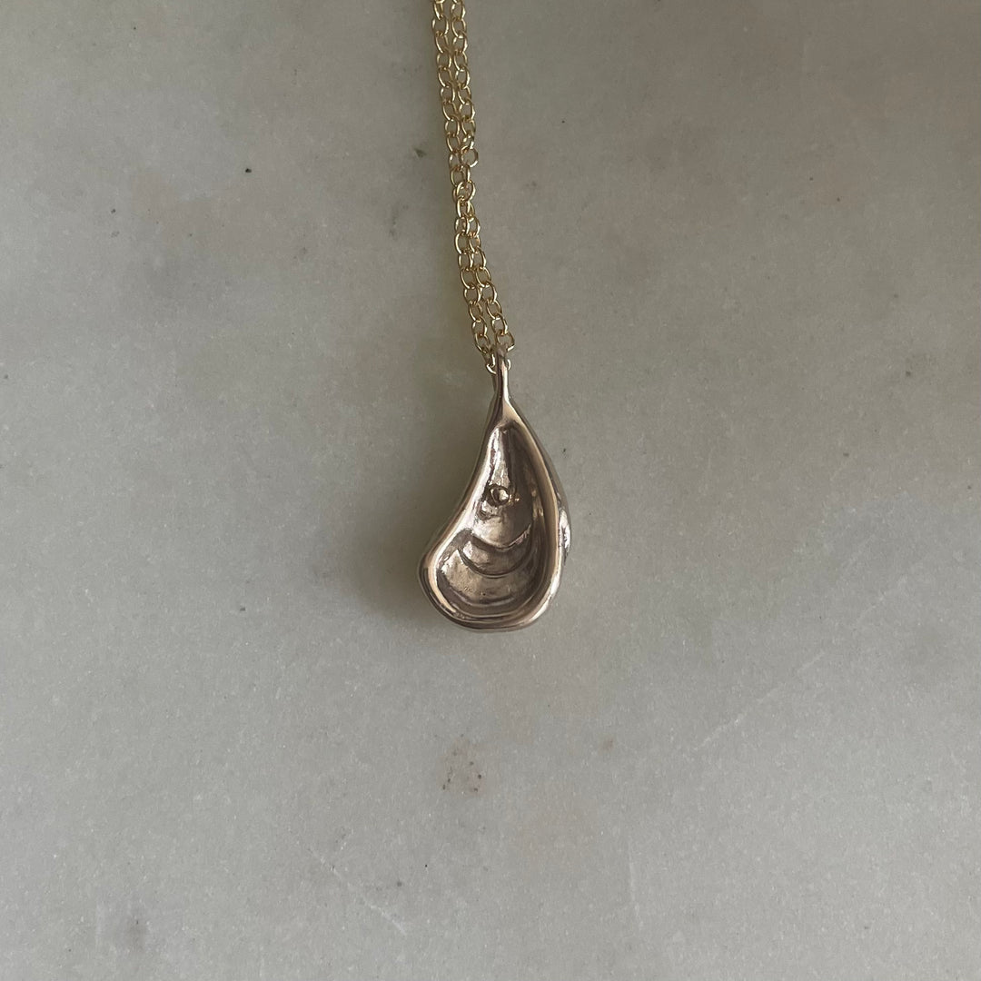 Small 14K Gold Oyster Shell Necklace | MIMOSA Handcrafted