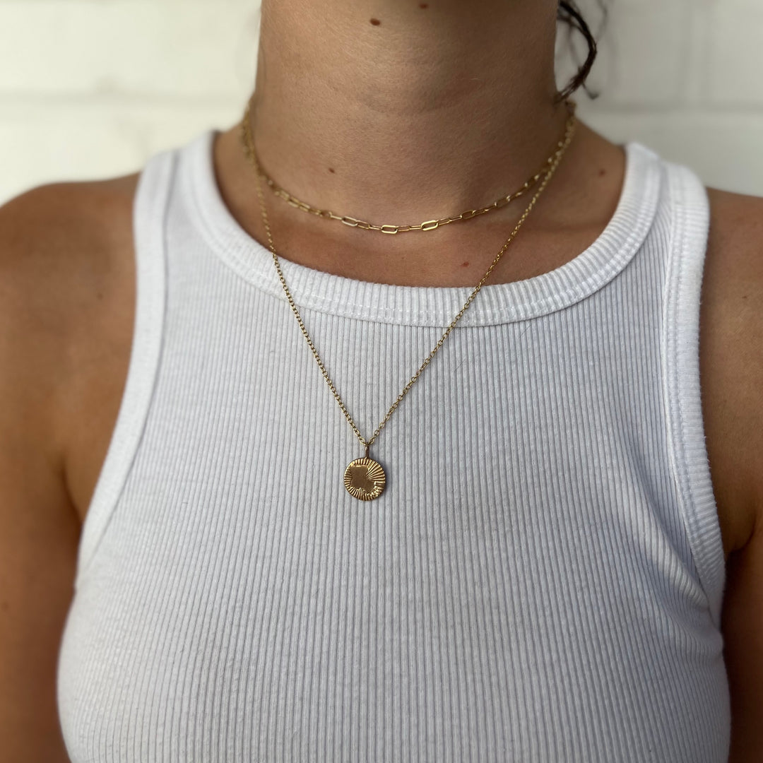 Woman Wearing Handcrafted Louisiana Pendant Necklace