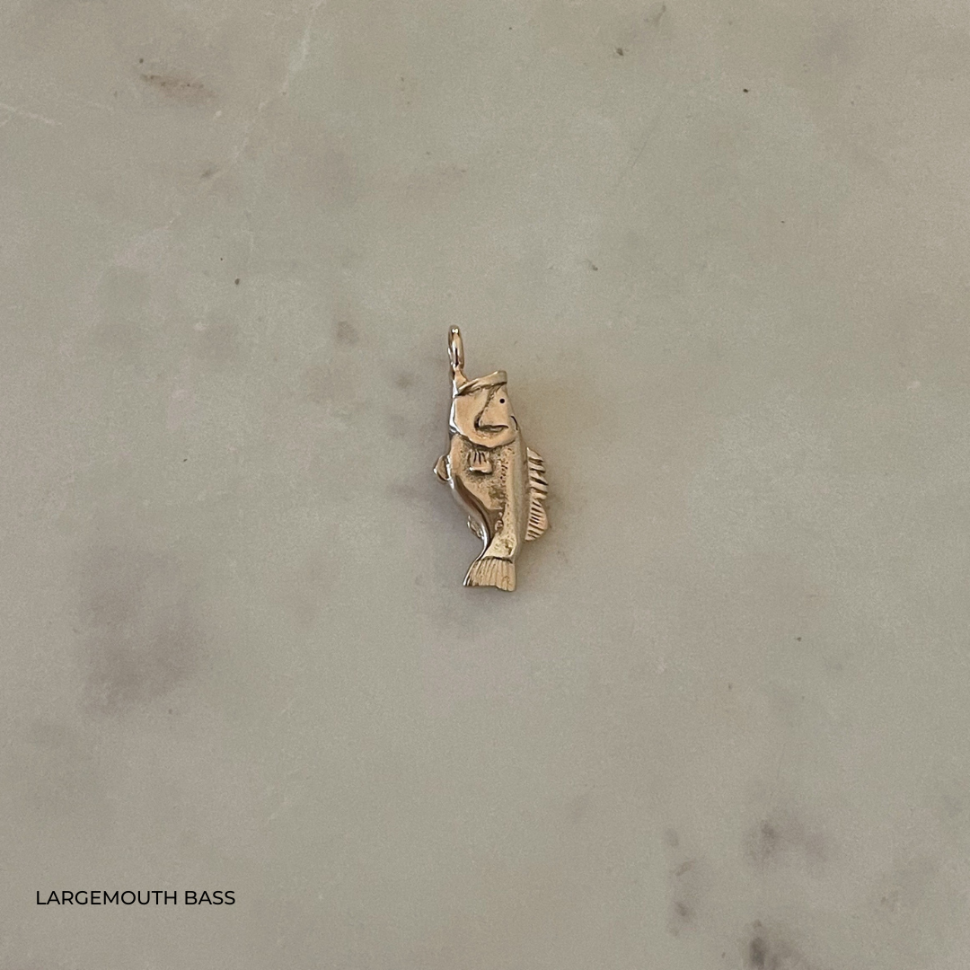 Largemouth Bass Gold Fish Pendant Necklace from MIMOSA Handcrafted