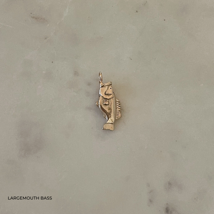Largemouth Bass Gold Fish Pendant Necklace from MIMOSA Handcrafted