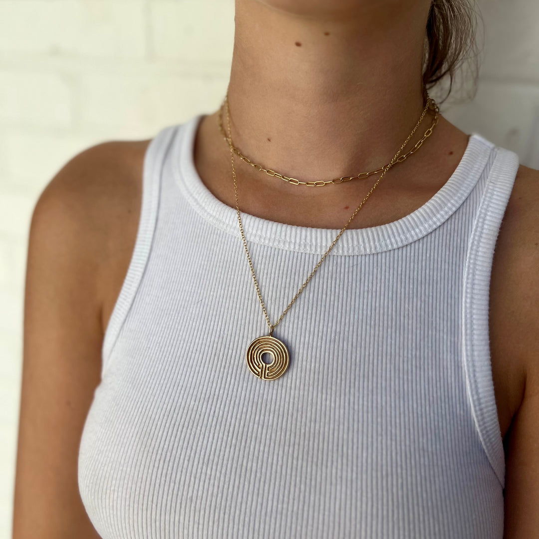 Labyrinth Chain Small Labyrinth Necklace | MIMOSA Handcrafted